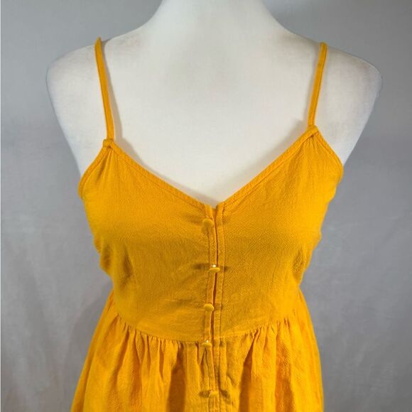 Bright sunshine orange open back midi sundress with pockets size small - Picture 3 of 7